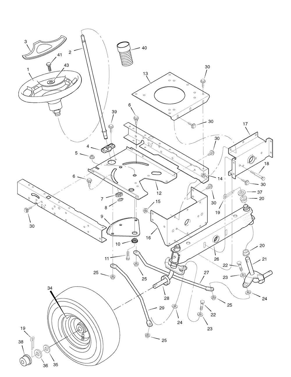 Steering Diagram and Parts List for 405606X78B 2006 Briggs and Stratton Lawn Tractor